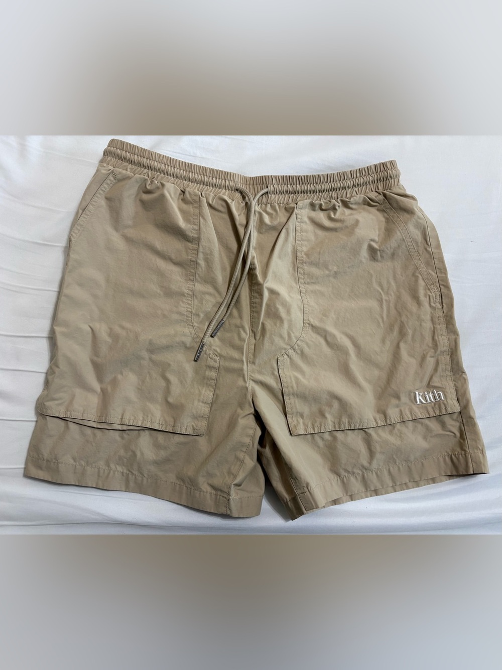 Kith Tan Alden pocket shorts with Elastic Waistband and mesh lining, Large